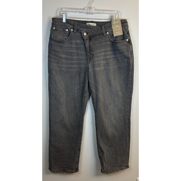 MADEWELL Curvy 90s Straight Jeans Women Petite 31P Gray Crossover Waist Denim - Picture 2 of 15